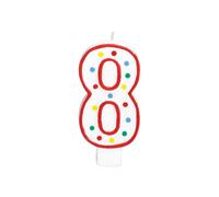 Bougie AMSCAN - Blanc et pois - 8-13,3 cm