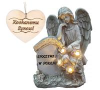 BOUGIE ANGE GARDIEN avec l'inscription REPOSE EN PAIX pour la tombe d'un FILS 21 5 CM