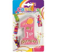 Bougie anniversaire 1 an fille - AMSCAN - Rose - Décoration de fête - Enfant - Intérieur