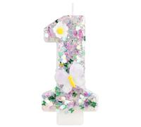 Bougie Anniversaire 1 ans, Decoration Gateau Anniversaire Papillon Fille, 3D Papillon Fleurs Bougie Chiffre 1,Décorations de Anniversaires Gâteaux pour Enfants Adulte