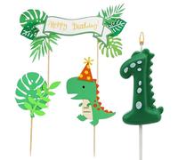Bougie Anniversaire 1 Ans, Dinosaure Bougies Anniversaire Chiffre, avec Décorations de Gâteau,Dinosaure Deco 1 Ans,Décorations de Fête d'anniversaire, convenant aux Garçons et aux Filles