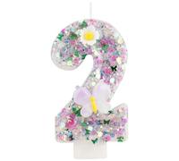 Bougie Anniversaire 2 ans, Decoration Gateau Anniversaire Papillon Fille, 3D Papillon Fleurs Bougie Chiffre 2,Décorations de Anniversaires Gâteaux pour Enfants Adulte