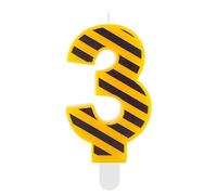 Bougie Anniversaire 3 ans, Construction Decoration Jaunes et Noires Gateau Anniversaire, Deco Gateau Anniversaire Bougies Originales pour Enfant