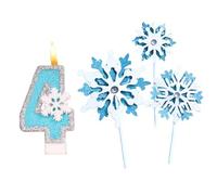 Bougie Anniversaire 4 An Fille, Bougie Anniversaire Reine des Neiges, Bougies en Forme de Flocon de Neige pour Gâteau Fille, Bougies Scintillantes Gâteau Topper Decoration pour Enfants Filles