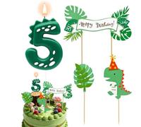 Bougie Anniversaire 5 Ans, Dinosaure Bougies Anniversaire Chiffre | avec Décorations de Gâteau,Dinosaure Deco 5 Ans,Décorations de Fête d'anniversaire, convenant aux Garçons et aux Filles