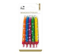 Bougie Anniversaire avec Etoiles - Couleurs Assorties