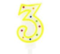 Bougie anniversaire chiffre 3 Fackelmann Rio Party Bleu,Blanc G