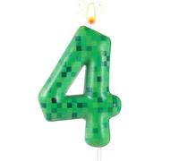 Bougie Anniversaire Chiffre Vert, Bougie d'Anniversaire Dynamite Bougie d'Anniversaire à Thème TNT pour Fournitures de Décoration de Gâteau d'Anniversaire (Numéro 4)