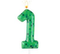 Bougie Anniversaire Chiffre Vert, Bougie d'Anniversaire Dynamite Bougie d'Anniversaire à Thème TNT pour Fournitures de Décoration de Gâteau d'Anniversaire (Numéro 1)