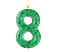 Bougie Anniversaire Chiffre Vert, Bougie d'Anniversaire Dynamite Bougie d'Anniversaire à Thème TNT pour Fournitures de Décoration de Gâteau d'Anniversaire (Numéro 8)