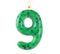 Bougie Anniversaire Chiffre Vert, Bougie d'Anniversaire Dynamite Bougie d'Anniversaire à Thème TNT pour Fournitures de Décoration de Gâteau d'Anniversaire (Numéro 9)