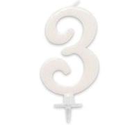 bougie anniversaire géante blanche - chiffre 3 - sud trading cd5708+03 Blanc G
