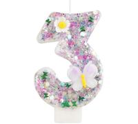Bougie Anniversaire - Multicolore - 3D Papillon Fleurs - 7 cm - Décoration de Gâteau - Fille