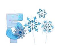 Bougie Anniversaire Neige, Bougie Reine Des Neiges 5 Ans, Bougies en Forme de Flocon de Neige pour Gâteau Fille, Thème de la Reine des neiges, Décorations de Gâteau d'Anniversaire pour Filles
