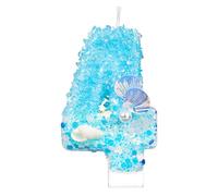 Bougie Anniversaire Numéro, Bleu et Blanc Paillettes Conque Perle Bougie Anniversaire Coquillage Décoration de Gâteau Numéro pour Fête à Thème Océan Plage (4)