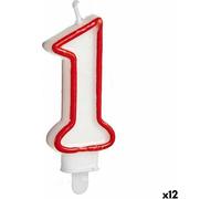 Bougie Anniversaire Payer 1 Rouge Blanc (12 pièces)