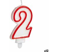Bougie Anniversaire Payer 2 Rouge Blanc (12 pièces)