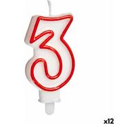Bougie Anniversaire Payer 3 Rouge Blanc (12 pièces)