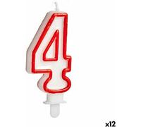 Bougie Anniversaire Payer 4 Rouge Blanc (12 pièces)