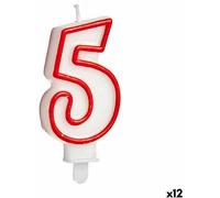 Bougie Anniversaire Payer 5 Rouge Blanc (12 pièces)