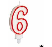Bougie Anniversaire Payer 6 Rouge Blanc (12 pièces)
