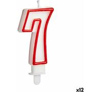 Bougie Anniversaire Payer 7 Rouge Blanc (12 pièces)