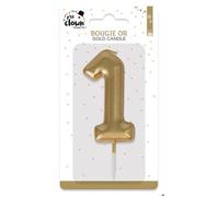 Bougie anniversaire - PTIT CLOWN - Chiffre 1 - Doré - 9 x 5 cm - Décoration de fête