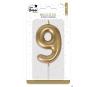 Bougie anniversaire - PTIT CLOWN - Chiffre 9 - Coloris or - 9 x 5 cm