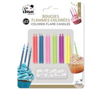Bougie Anniversaire - PTIT CLOWN - Flammes Colorées - Lot de 12