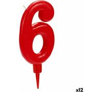 Bougie Anniversaire Rouge Numéro 6 (12 pièces)