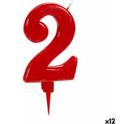 Bougie Anniversaire Rouge Payer 2 (12 pièces)