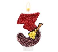 Bougie Anniversaire sur Thème du Sorcier Magique, Bougie Numérotée à Paillettes sur Thème du Balai Magique Décoration de Gâteau Inspirée Sorcier pour Fête Anniversaire d'Enfants (Numéro 3)