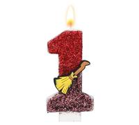 Bougie Anniversaire sur Thème du Sorcier Magique, Bougie Numérotée à Paillettes sur Thème du Balai Magique Décoration de Gâteau Inspirée Sorcier pour Fête Anniversaire d'Enfants (Numéro 1)
