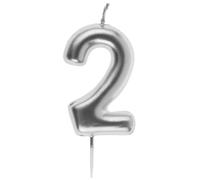 Bougie ARGENT, chiffre 2