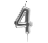 Bougie ARGENT, chiffre 4