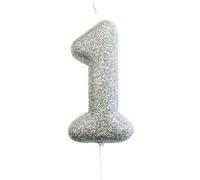bougie argent pailletté chiffre 1 - creative party ahc40/1 Gris G
