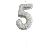 bougie argent pailletté chiffre 5 - creative party ahc40/5 Gris G