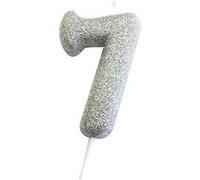 bougie argent pailletté chiffre 7 - creative party ahc40/7 Gris G