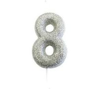 bougie argent pailletté chiffre 8 - creative party ahc40/8 Gris G