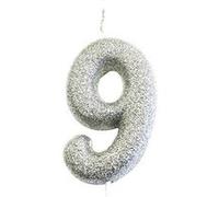 bougie argent pailletté chiffre 9 - creative party ahc40/9 Gris G