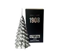 Bougie artisanale arbre de Noël - Couleur argent - Hauteur 20 cm - Cereria Di Giorgio