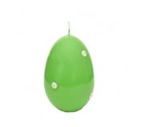 Bougie artisanale en forme d'oeuf de Pâques h. 16 cm avec marguerites décoratives - Durée jusqu'à 100 heures - Vert clair - Cereria Di Giorgio