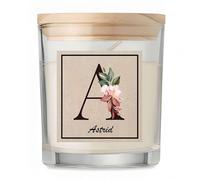 Bougie Astrid Lettre Fleur | Candle | Idée Cadeau Anniversaire Famille Travail Départ Collègue Retraite Noël