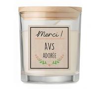 Bougie AVS Merci Adorée | Candle | Idée Cadeau Accompagnante scolaire Original Travail Départ Collègue Retraite Anniversaire Noël