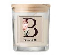 Bougie Bernadette Lettre Fleur | Candle | Idée Cadeau Anniversaire Famille Travail Départ Collègue Retraite Noël