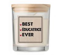 Bougie Best éducatrice Ever | Candle | Idée Cadeau Enseignante Formatrice Original Travail Départ Collègue Retraite Anniversaire Noël
