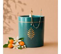 Bougie-bijou avec bracelet perles bleues & cristal