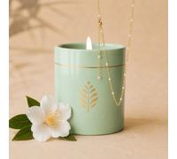 Bougie bijou avec collier perles blanches & cristal