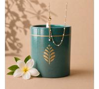Bougie-bijou avec collier perles blanches & cristal