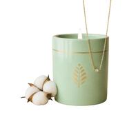 BOUGIE-BIJOU | Collier Solitaire Plaqué Or Cadeau Femme | Parfum Coton | Cristal Premium caché dans la cire, 470g, fabrication française, coffret prêt à offrir
